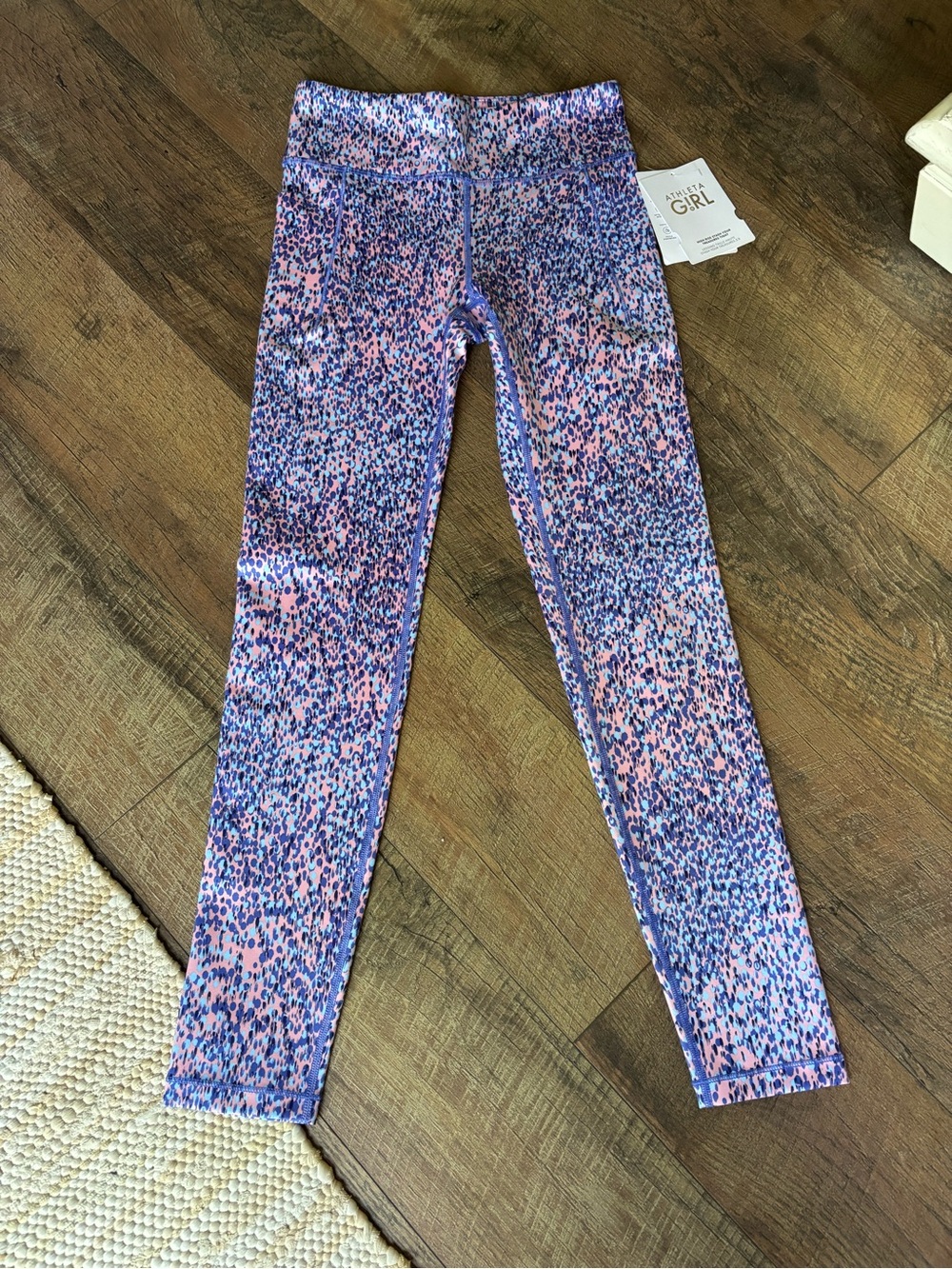 Athleta Girls Pink and Purple Dotted Print Leggings